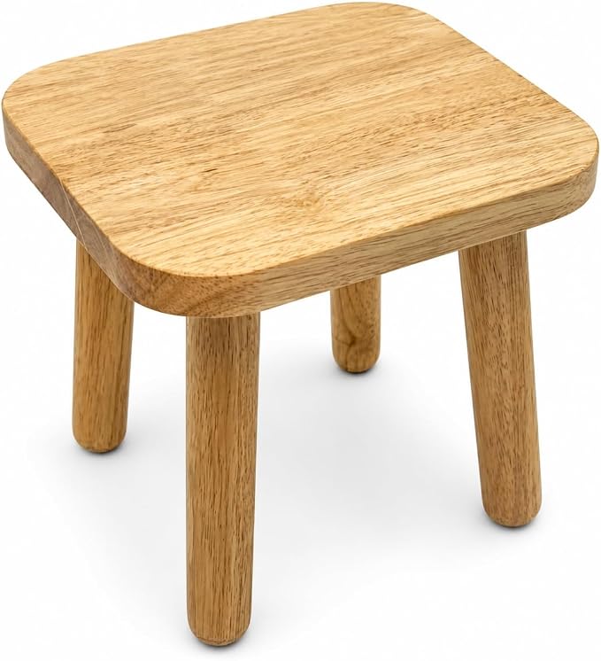 Wooden Picnic Stool, Tool-Free Assembly Solid Wood Low Profile Portable Seat for Indoor Home, Outdoor Camping, Beach and Patio