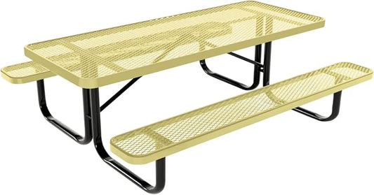 COATEDOUTDOORFURNITURE Heavy-Duty Portable Outdoor Kids Table, Expanded Metal Kids Picnic Table, Commercial-Grade Picnic Table, Made in America (6ft Rectangular, Childrens, Textured Sandstone)
