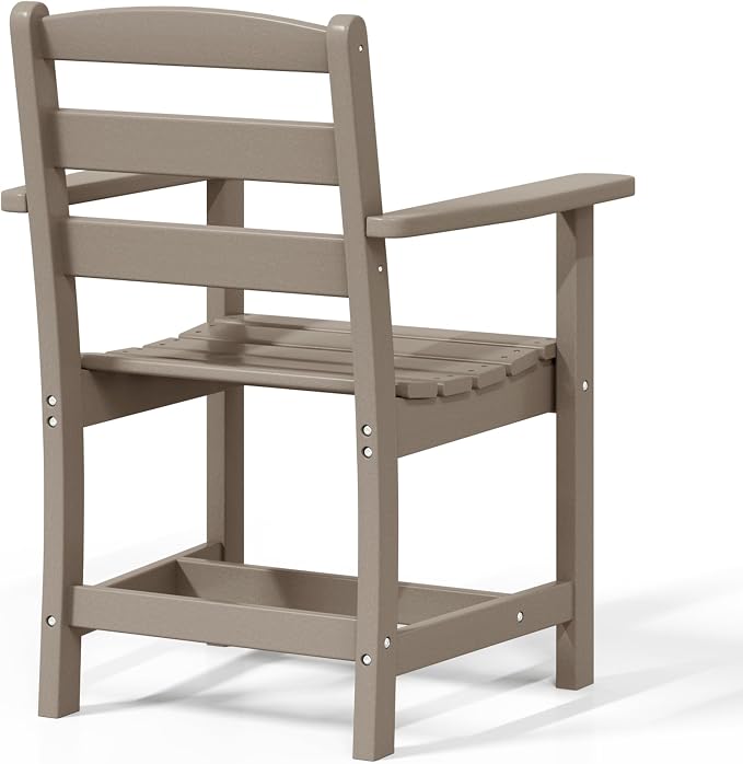WestinTrends Ashore Outdoor HDPE Patio Classic Dining Arm Chair, Weathered Wood