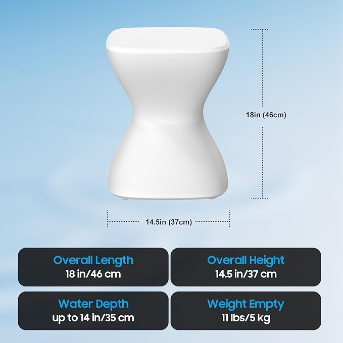 Multi-Scene Outdoor Side Table - 18" Polyethylene Pool Side Table, Pre-Weighted & Adjustable Feet for Stability in Pool, on Patio or Deck -All-Weather Pool Furniture, White