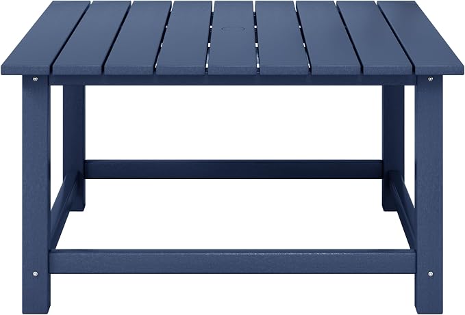 WestinTrends Malibu Low Outdoor HDPE Square Patio Coffee Table, Navy Blue