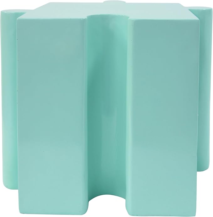 Christopher Knight Home Daton Interlocking Puzzle Outdoor Side Table, Lightweight Concrete Patio Coffee Table, Convex Edge MGO Modular End Table, Creative Set Up for Indoor&Outdoor Use, Mint Green