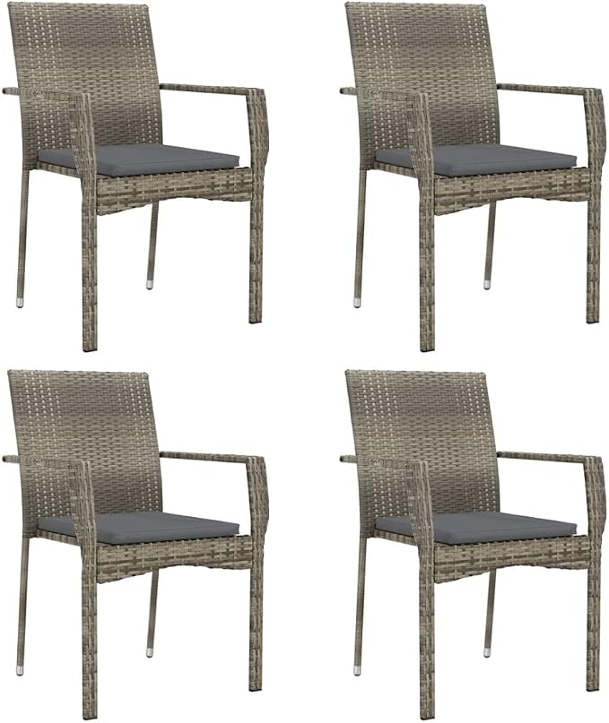 5 Piece Outdoor Dining Set, Patio Furniture with PE Rattan Chairs and Tempered Glass Table, Comfortable Garden Bistro Set for Backyard, Deck, and Porch