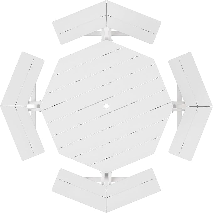 WestinTrends Outdoor 48" HDPE 8-Person Patio Octagon Picnic Table, White