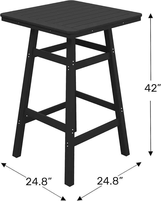 WestinTrends Malibu Square Outdoor Patio Bistro Bar Table with Umbrella Hole 42" Tall, Sand