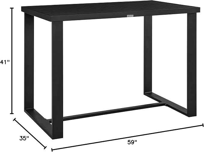 Armen Living Felicia Outdoor Patio Bar Height Dining Table in Aluminum