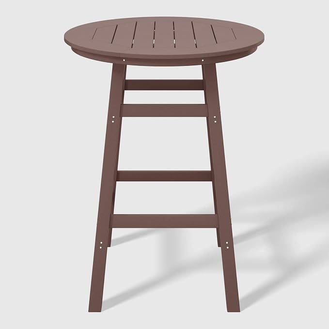 WestinTrends Malibu Outdoor 35" HDPE Round Patio Bar Height Table, Dark Brown