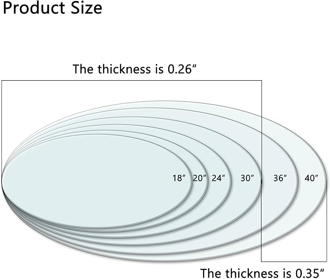 24" Tempered Glass Table Top Round Transparent Table Surface 1/4'' Thick Pencil Polished Edge Multipurpose for Dining, Coffee, Restaurant and End Table (24inch)
