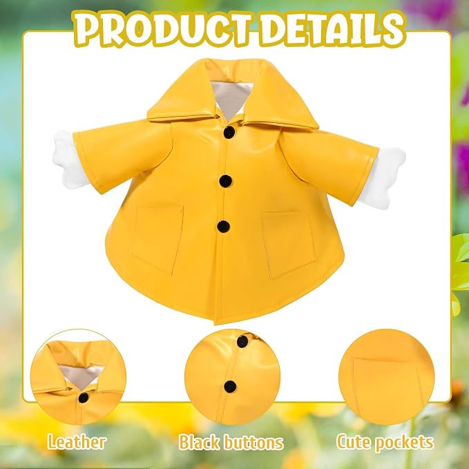 Summer Goose Outfits 23 Inch Porch Goose Raincoat Outfit Lawn Goose Rainy Clothes with Umbrella Hat for Geese Statue Summer Spring Garden Patio Yard Outdoor Decor (Yellow)