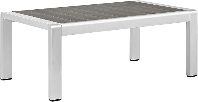 Modway Shore 6-Piece Aluminum Outdoor Patio Sectional Sofa Set in Silver Gray