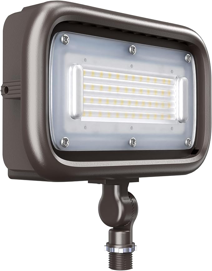 45W LED Outdoor Security Flood Lights,AC 120-277 Input | 100lm/W Efficacy,Super Bright LED Chips,7V×7H Beam Spread,180°Adjustable Knuckle Mount,IP65 Waterproof,4000K Color Temperatur