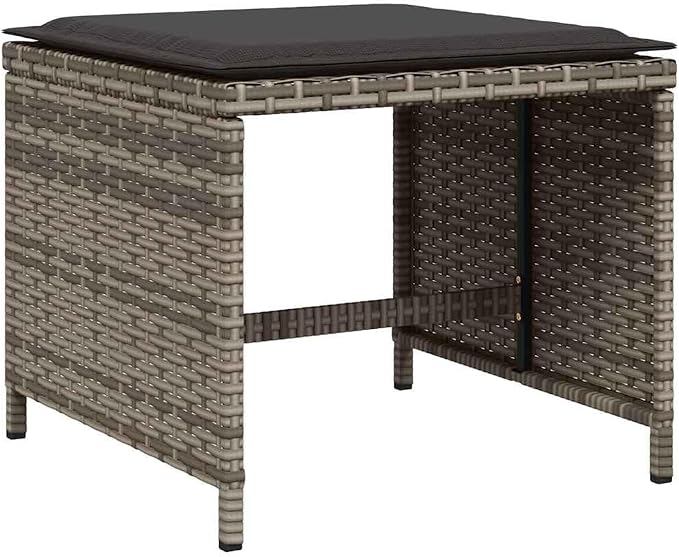 13 Piece Patio Dining Set with Cushions, 12-Seater Garden Furniture for Backyard, Gray Poly Rattan Table and Chairs with Space-Saving Foldable Design