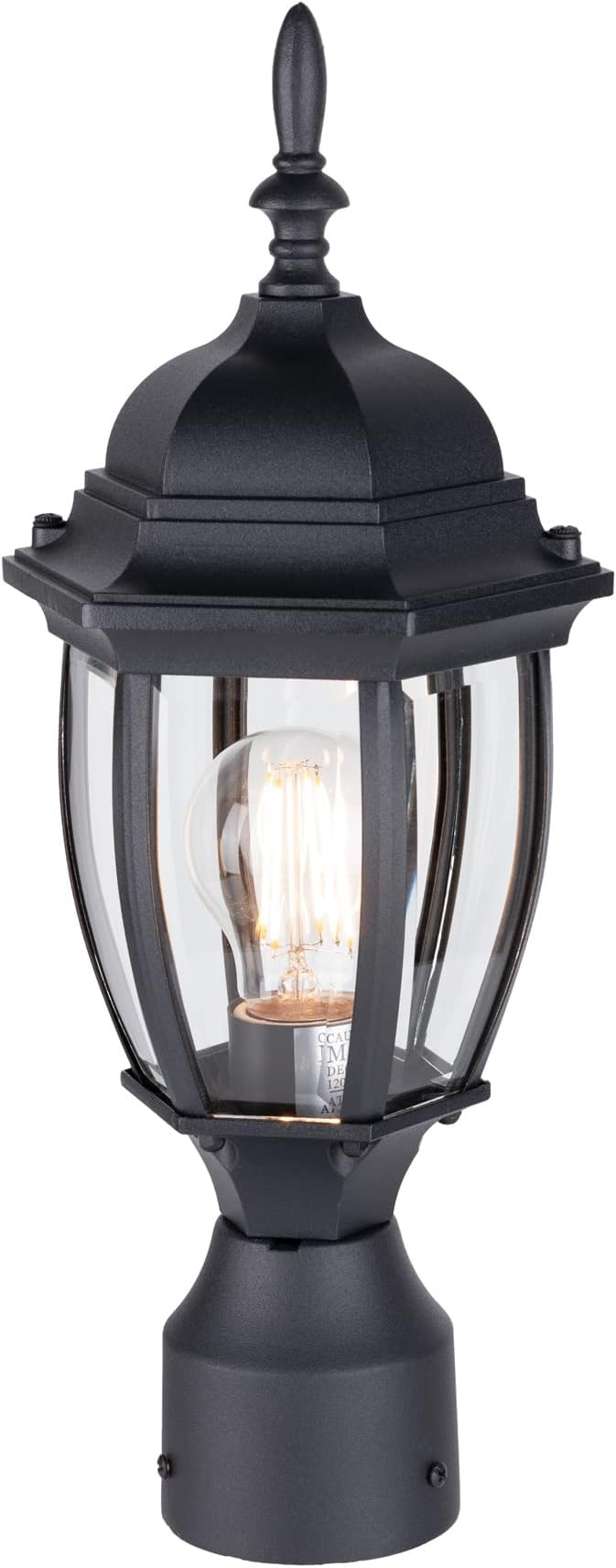 Outdoor Post Light, Rustproof Aluminum Pole Lamp, Black | Exterior Lamp Post Light Fixture for Garden, Yard, Pathway, Waterproof, Glass, E26 Base, Max 60W, 1 Pack
