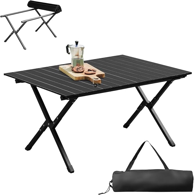 3.4 Ft Folding Portable Picnic Camping Table, Aluminum Roll-up Table with Easy Carrying Bag for Indoor, Outdoor, Beach, Backyard, BBQ, Party, Patio, Picnic