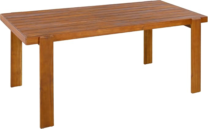 Merax Outdoor Dining Table for 6, 67" L Rectangular Acacia Wood Patio Table for Lawn Garden, Teak