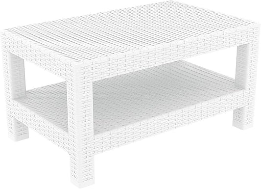 Compamia Monaco Outdoor Coffee Table in White, Commercial Grade
