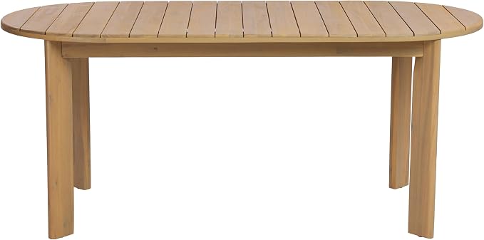 Merax Patio Outdoor Acacia Wood Oval Outdoor Dining Table with Sturdy Legs for Backyard, Lawn, Balcony, Light Teak