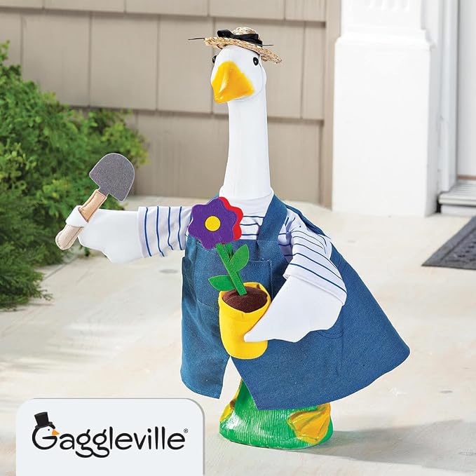 Gaggleville Gardener Goose Outfit, Fits Large 23" H Statue, by Fox | Valley Traders
