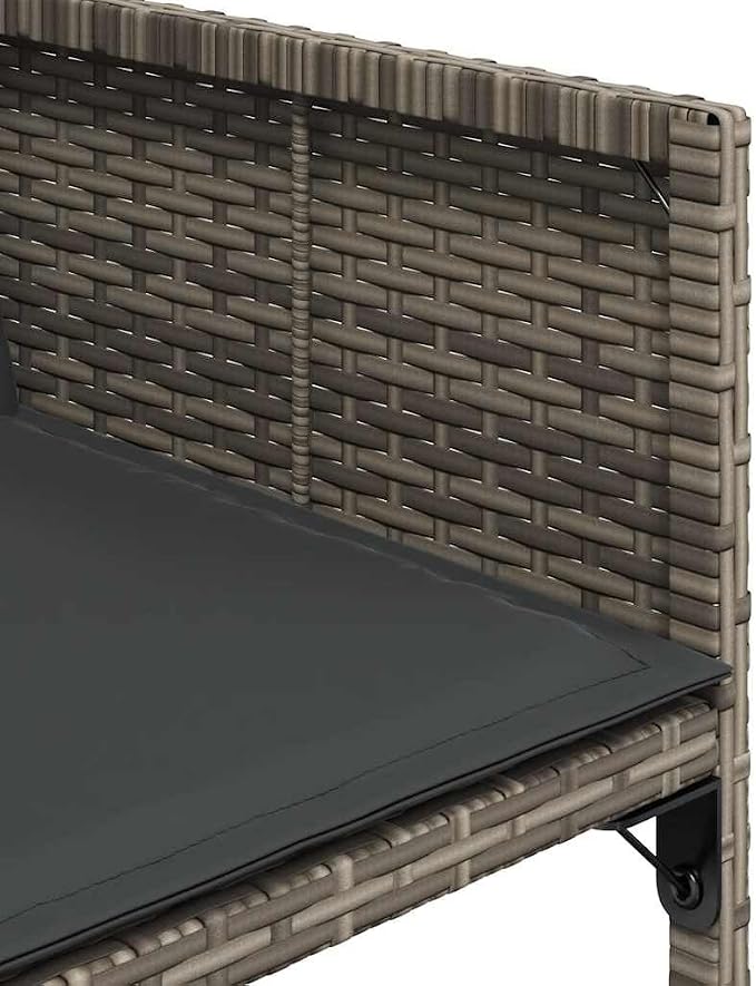 13 Piece Outdoor Dining Set with Cushions Gray Poly Rattan Patio Furniture with Folding Chairs, Tempered Glass Table, Space-Saving Storage, 8 Chairs & 4 Stools for Garden Backyard Entertaining