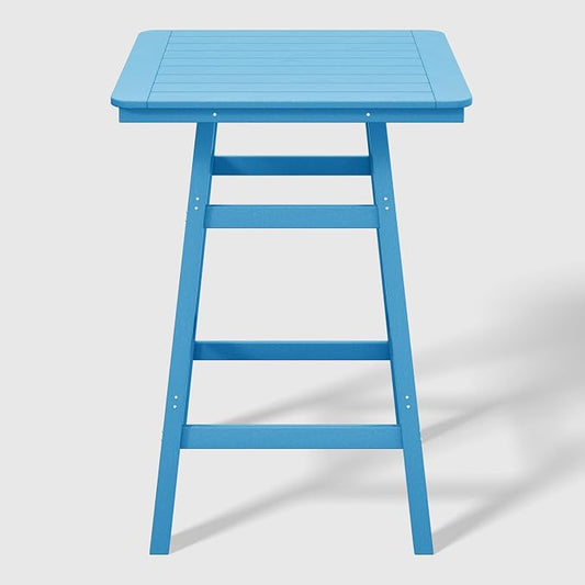 WestinTrends Malibu Square Outdoor Patio Bistro Bar Table with Umbrella Hole 42" Tall, Pacific Blue