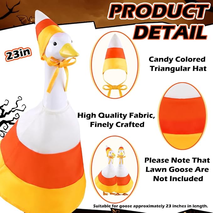 Vellibring Halloween Candy Corn Goose Outfit for 23" Porch Goose Cloths Costume Fall Autumn Halloween Outdoor Patio Yard Lawn Art Decoration