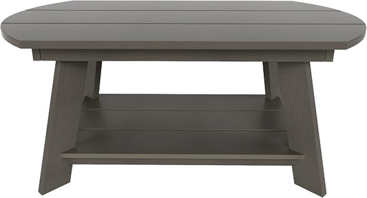 WestinTrends Tuscany Outdoor Coffee Table, All Weather HIPS 2 Tier Patio Adirondack Coffee Table, Charcoal Gray