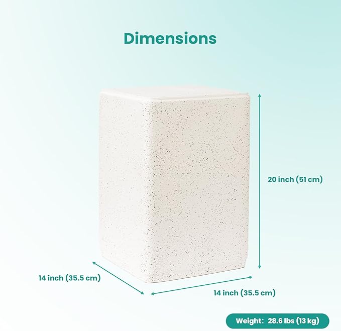 SUNBURY Outdoor Concrete Side Table, 20" H Outdoor End Tables, Cement Accent Table for Patio, Rectangular Modern Garden Small Garden Stool for Patio, Backyard, Spotted White