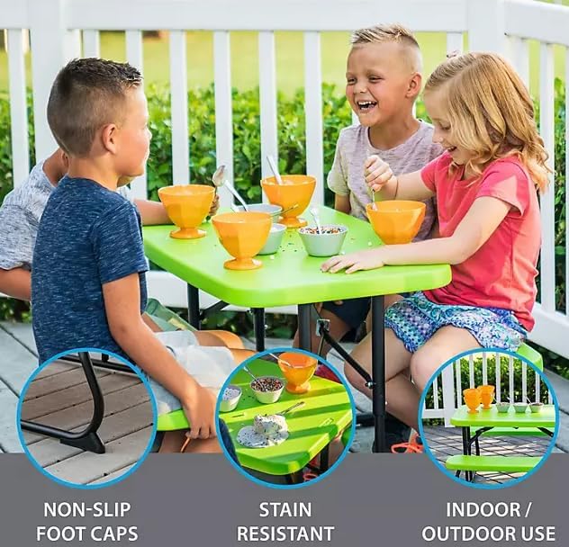 Generic Perfect for Outdoor Fun! The Outdoor Children's Picnic Table is Ideal for Playdates, picnics, and Crafts. (Lime Green), 260225