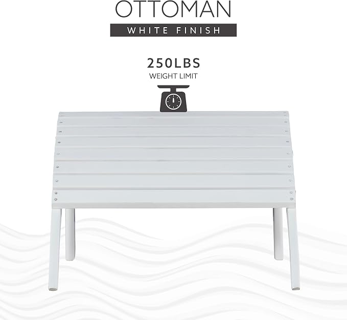 Linon Adirondack, White Ottoman,