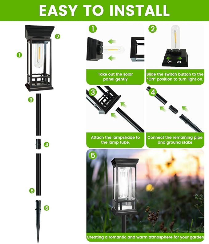 4 Pack Bright Solar Garden Lights, Solar Pathway Lights Outdoor Waterproof | Auto On/Off, Solar Lights Outdoor for Yard, Sun-Powered Landscape Lights for Path Walkway Lawn Driveway Patio Decor