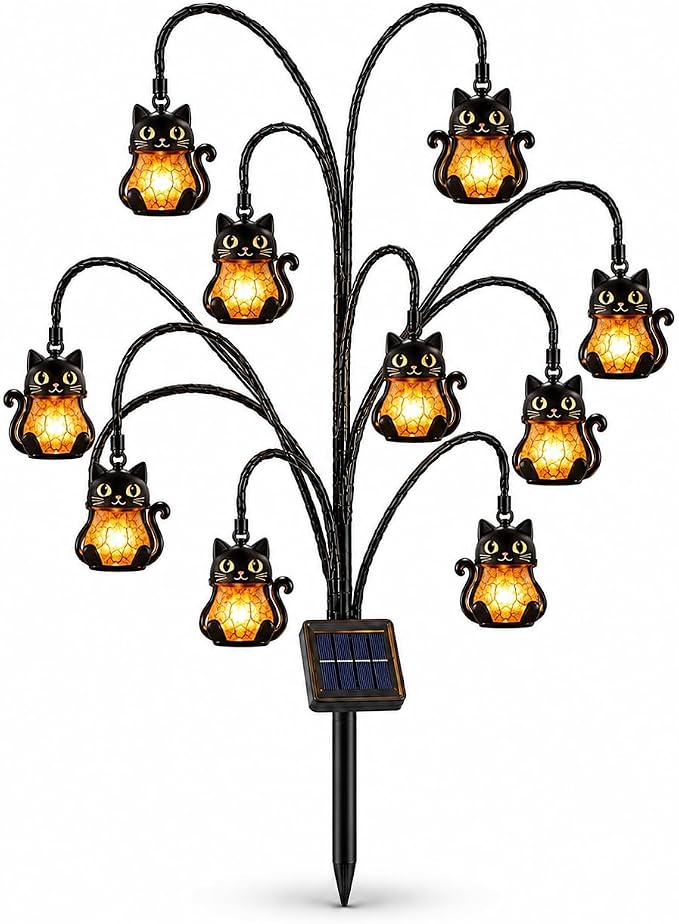 Halloween Solar Tree Stump Light, Glowing Ghost Garden Stake Lantern for Outdoor ，Style F