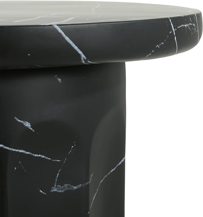 Outdoor Side Table 16" Cylindrical Shape Concrete Side Table, Patio Tables for Outside Decorative Garden Stools, No Assembly Accent Table for Patio Porch Living Room, Black