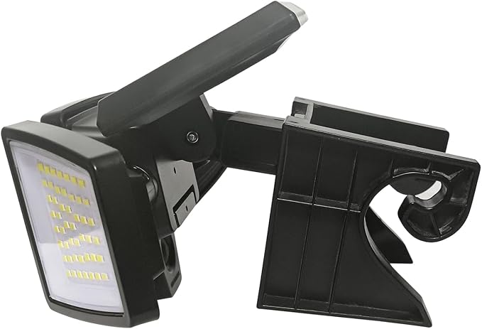 Insert Solar Lights AMS1971 1,000 Lumens Motion-Activated Triple-Head Solar-Powered Security Light with Tool-Free Gutter Mount Bracket (Black)