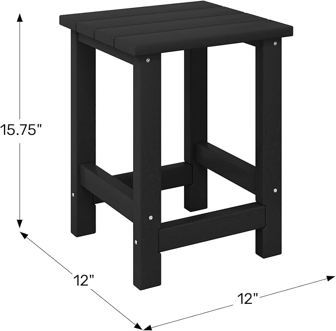 WestinTrends Malibu Kids Outdoor Patio Furniture HDPE Adirondack Square Side Table, Gray