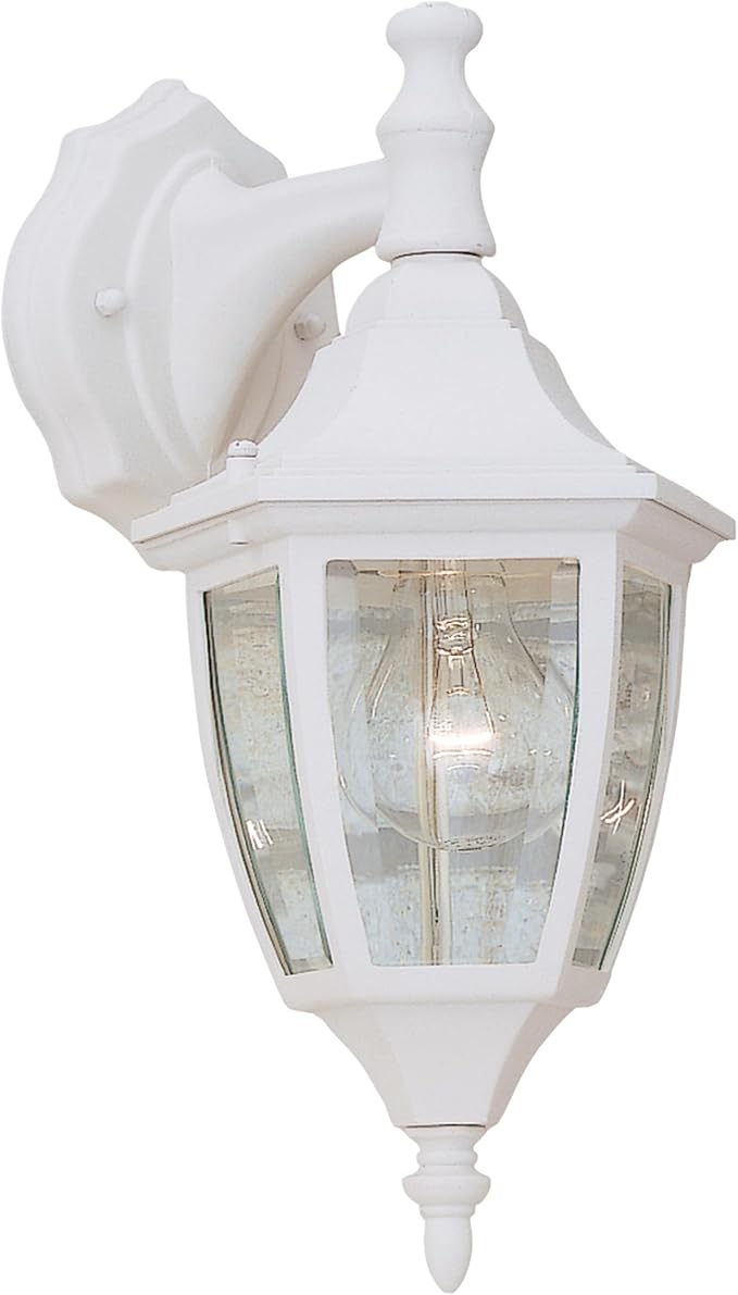 Designers Fountain Waterbury Outdoor Light Fixture, 14.25 Inch Exterior Wall Lantern Sconce for Front Door, Patio and Porch, White, 2461-WH