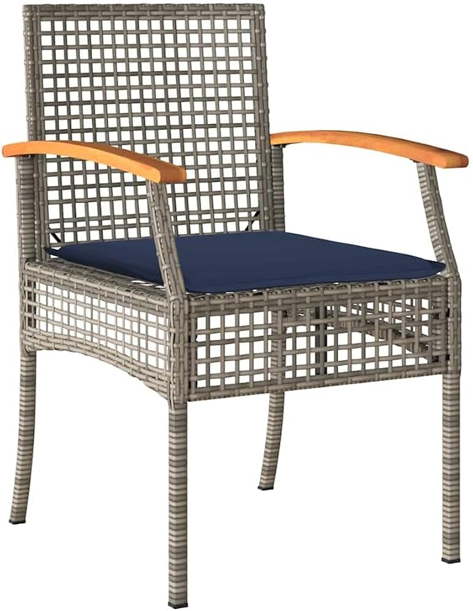 5 Piece Outdoor Garden Dining Set with Rattan Chairs and Black Glass Table, Weather Resistant Patio Furniture for Backyard, Balcony and Terrace, Grey