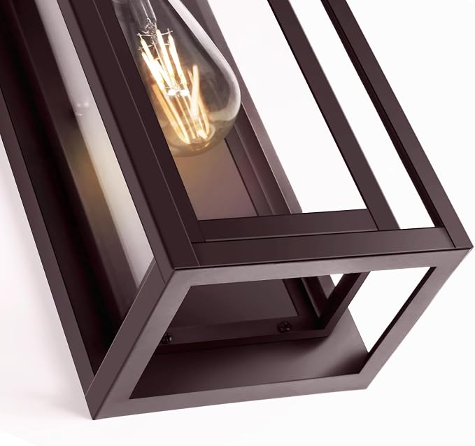 15" Large Oil Rubbed Bronze Outdoor Light Fixture, 2 Pack ORB Outdoor Sconces, Modern Waterproof Wall Lights with Clear Glass Shade for Front Door, Porch, Garage