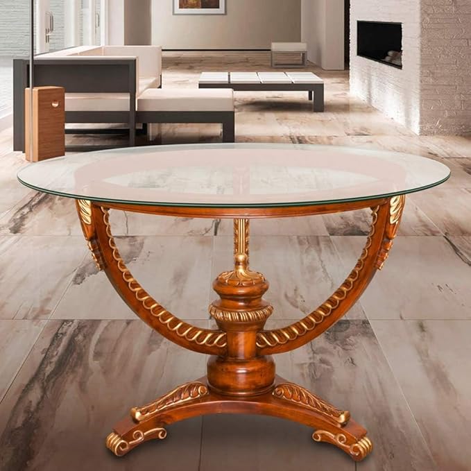 Dulles Glass 54 inch Round Glass Table Top - Tempered - 3/8" Thick Glass Surface, Safe Pencil Edge, Multipurpose for Dining Table, Patio, Coffee and End Table
