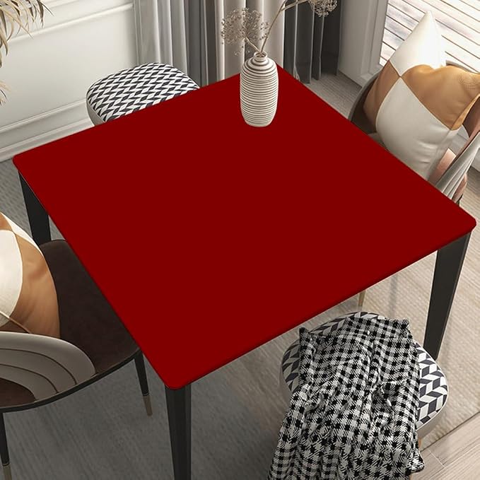 Square Table Topper Caps Suit for 48"x48" Table Maroon Outdoor Tablecloth for Picnic, Camping, Banquet and Parties Style158
