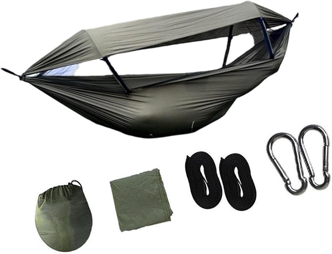 Quick Setup Hammock Including Netting and Canopy Perfect for Backyard or Holiday Sun Shelter Hammock