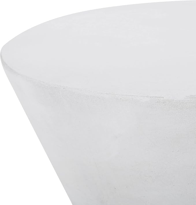 Outdoor Side Table 15.5" Hourglass Shape Lightweight Concrete-Look Outdoor Indoor Accent Table Decorative Garden Stools, for Patio Porch Living Room, White