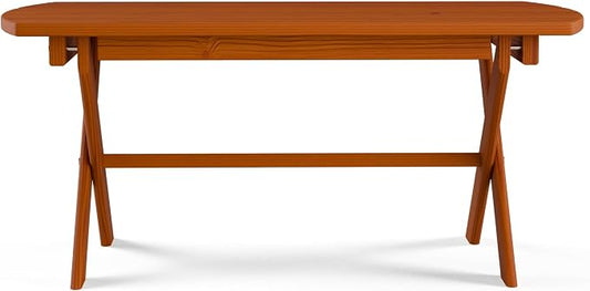 Folding Oval Outdoor Table, Cedar-Stain