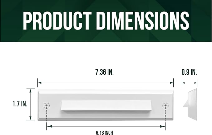 6 Pack LED Low Voltage Stair Lights, Linear Shape Cutoff Outdoor Step Lights, Landscape Lighting, 2W 9-15V AC/DC 3000K Waterproof Accent Deck Lights, Die-cast Aluminum, Glossy White