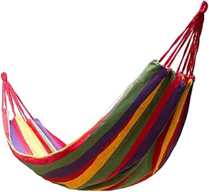 Double Hammock 2 Person Canvas for Patio Garden Backyard Outdoor and Indoor (Red, Blue)(Red240X80cm)