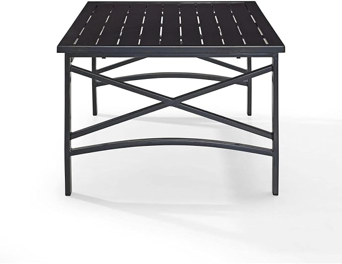 HomeStock Island Oasis Outdoor Metal Coffee Table with Slatted Top,Powder-Coated,Sturdy Weather-Proof Steel,Hand-Painted,Durable - 23.5" D x 39.25" W x 13.75" H Oiled Bronze Finish
