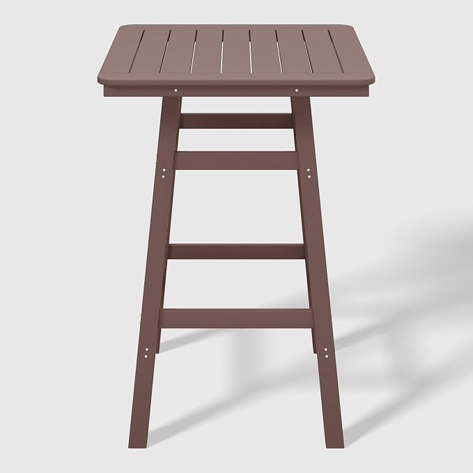WestinTrends Malibu Square Outdoor Patio Bistro Bar Table with Umbrella Hole 42" Tall, Dark Brown