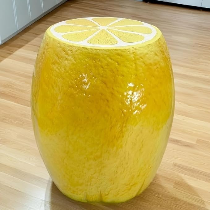 Garden Side Table, Outdoor Plant Stand,Tropical Art Deco Resin Decorative Furniture, 13.4 Inch Multi-Purpose Novelty Ornament for Patio Poolside Indoor Outdoor Home Garden Decor (Yellow)