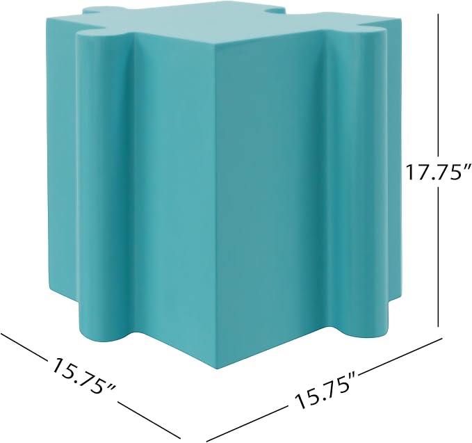 Christopher Knight Home Daton 3 Piece Interlocking Outdoor Side Table Set, Modular Lightweight Concrete Coffee Table, Convertible MGO End Table for Indoor&Outdoor, Creative Set Up,Mint Green+Sky Blue
