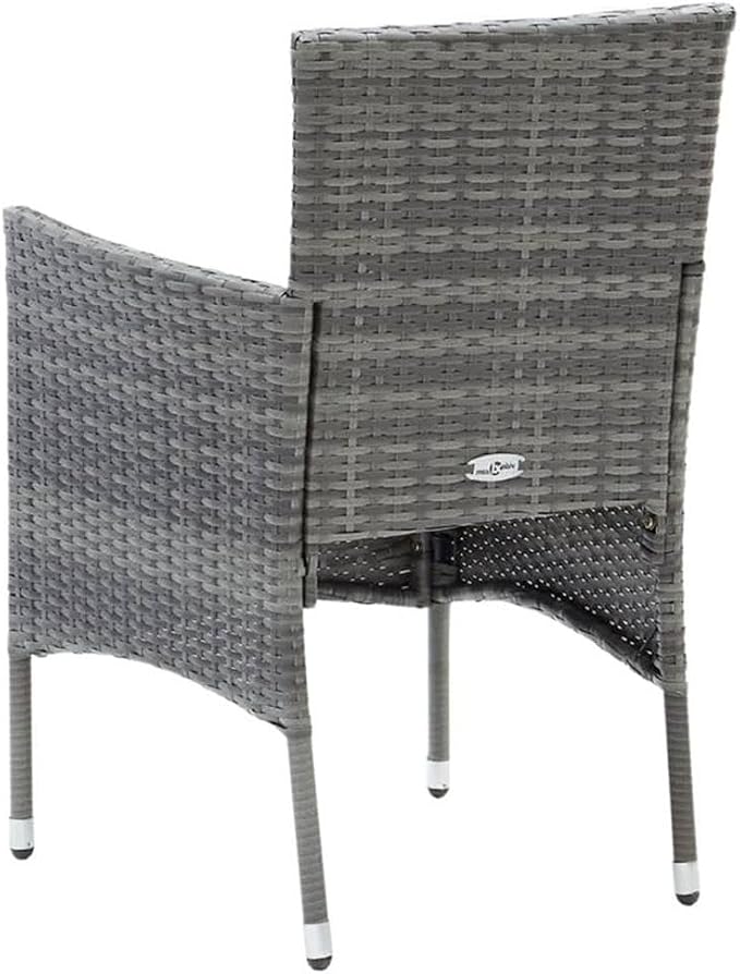 Afuera Living 7-Piece PE Rattan & Steel Patio Dining Set, Gray/Black/Dark Gray, Weather-Resistant, Sturdy Outdoor Furniture for Garden, Terrace or Balcony, Comfortable Seating for 6 People