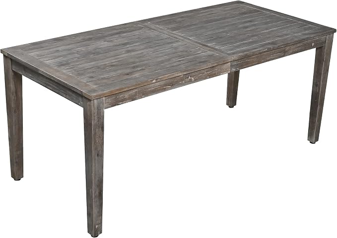 RUNNA 7-Piece Outdoor Dining Table Set with Acacia Tabletop and 6 Chairs Indoor and Outdoor Furniture Sets,for Patio, Balcony Or Backyard. (Grey@015)